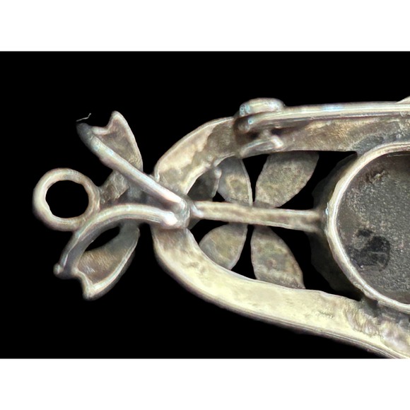 Vintage Sterling Silver Black Onyx And Marcasite Brooch Or Pendant - Picture 5 of 8